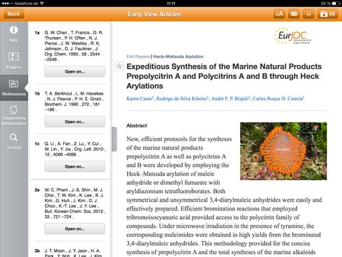 European Journal of Organic Chemistry iPadアプリ